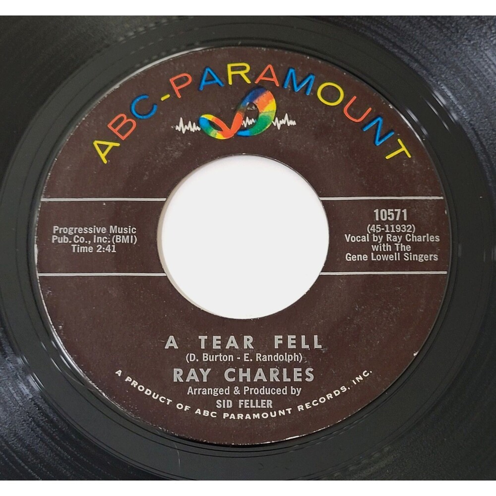 Ray Charles A Tear Fell / No One To Cry To 45 RPM Vinyl VG Soul '64